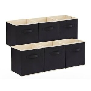 Lifewit Black Collapsible Storage Cubes Fabric Bins Organizer Set of 6